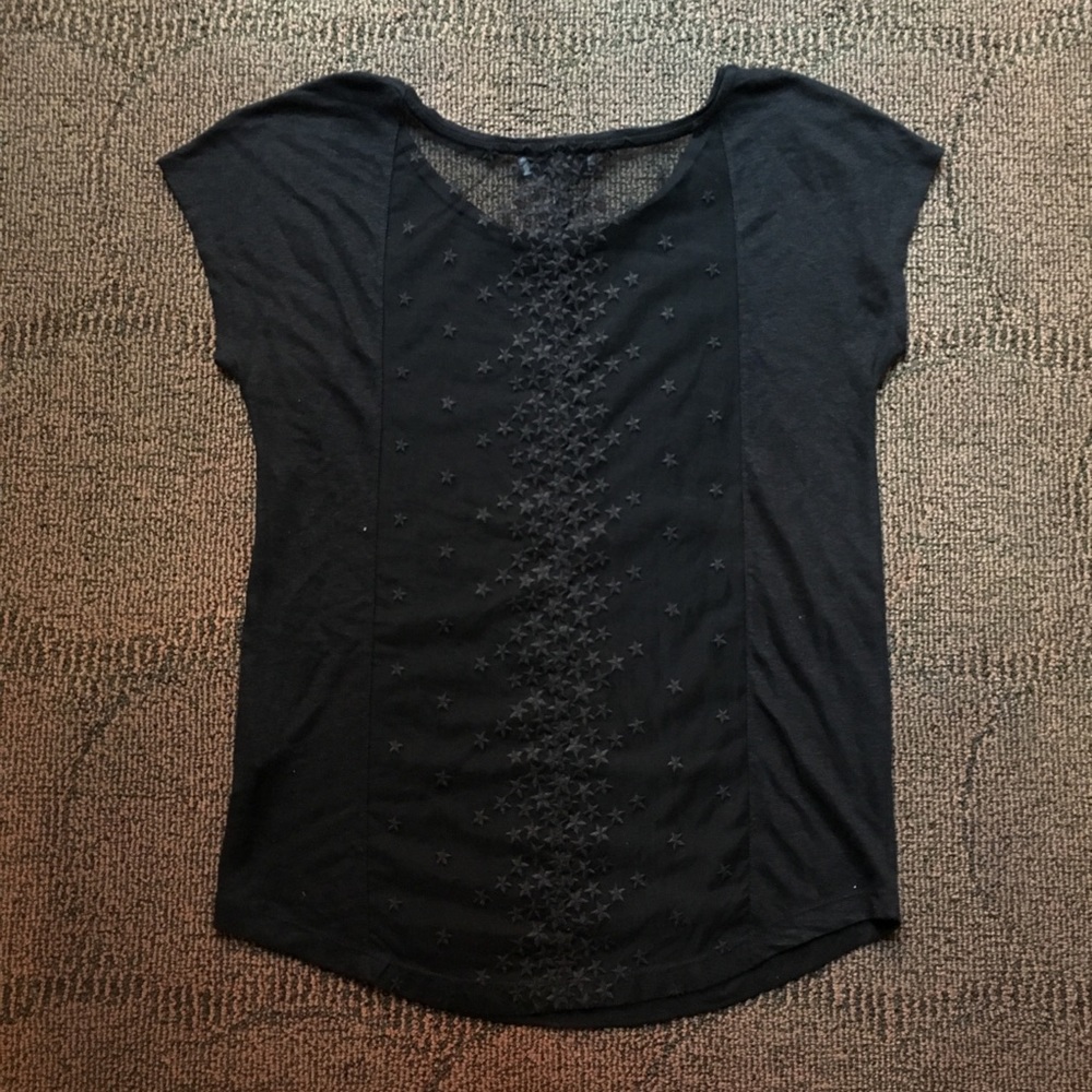 SANDRO - Linen Star Embroidered mesh t-shirt, XS